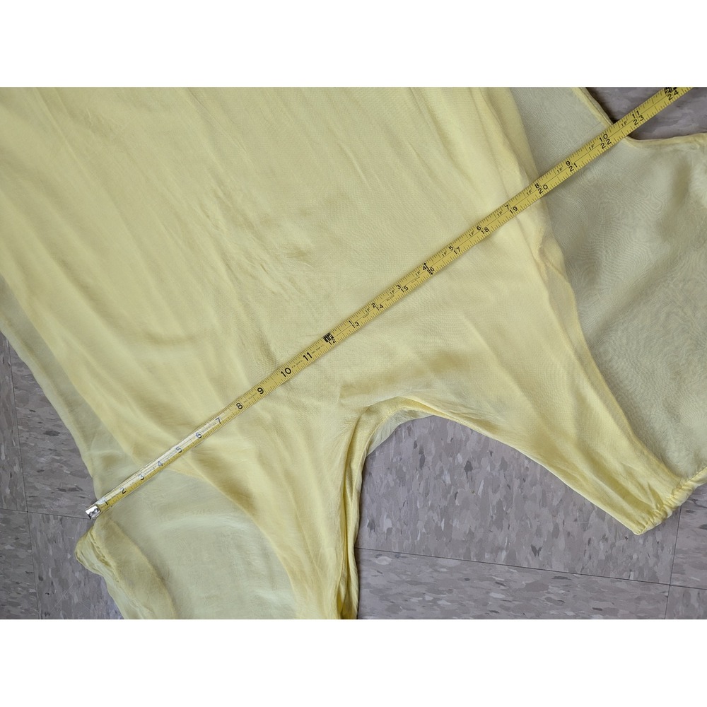 Made in Italy Yellow Silk Blend Lined Chiffon V-Neck Shift Dress Medium - Picture 2 of 8
